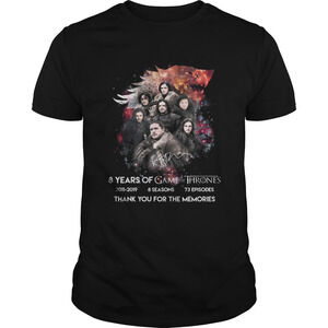 Top Jon Snow 8 Years Of Game Of Thrones Signature Thank Shirt